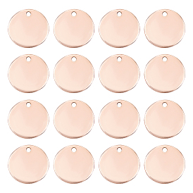 Vacuum Plating 304 Stainless Steel Charms, Stamping Blank Tag Pendant, Flat Round