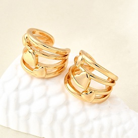 Латунь манжеты серьги, с-образный с сердцем