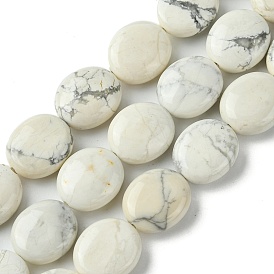 Natural Howlite Beads Strands, Flat Oval