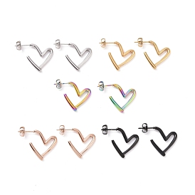 Ion Plating(IP) 304 Stainless Steel Stud Earring for Women, Heart