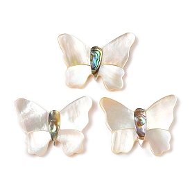 Natural White Shell & Paua Shell Cabochons, Butterfly