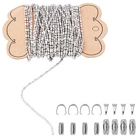 Unicraftale DIY 304 Stainless Steel Necklace Making Kits, Including Ball Chains & Ball Chain Connectors & Snap on Bails