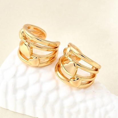 Латунь манжеты серьги, с-образный с сердцем