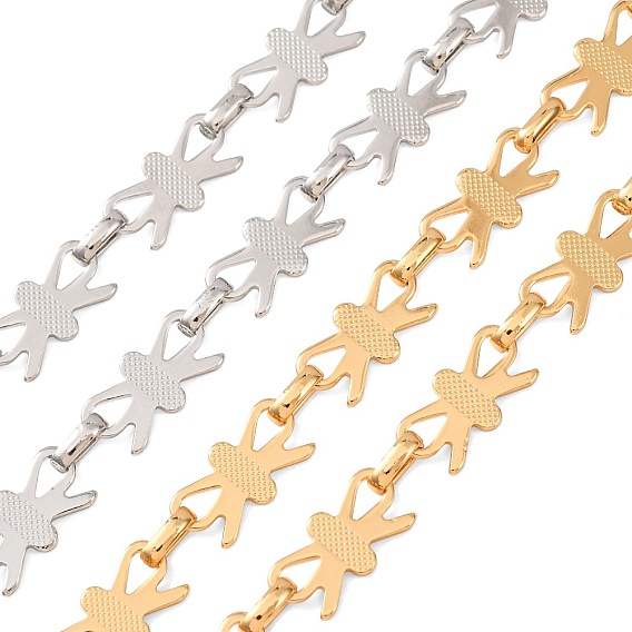304 Stainless Steel Bowknot Link Chains, Unwelded, with Spool