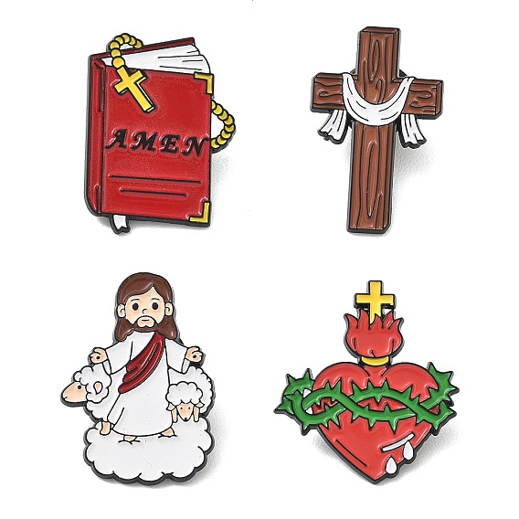 Religion Enamel Pins, Alloy Lapel Pin Backs for Backpack Clothes, Black
