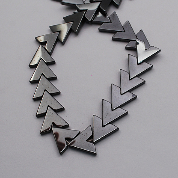 Non-magnetic Synthetic Hematite Beads Strands, Grade A, Letter V, 15.5x17.5x3mm, Hole: 1mm, 37pcs/strand, 15.5 inch