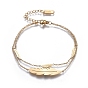304 Stainless Steel Multi-strand Bracelets, with Cable Chains and Lobster Claw Clasps, Feather