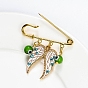 Evil Eye Angel Wing Charms Alloy Enamel Kilt Pins, with Lucky Eye Lampwork Beads, Golden