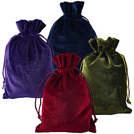 4 шт. 4 цвета прямоугольные бархатные мешочки с завязкой, мешки для подарков на рождество