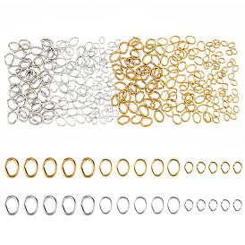 300Pcs 6 Styles 304 Stainless Steel Jump Rings, Open Jump Rings, Oval