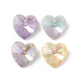 Transparent Faceted Glass Charms, Heart