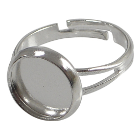 Componentes del anillo de dedo de bronce ajustable, sin níquel, 17 mm, bandeja: 12 mm de diámetro interior