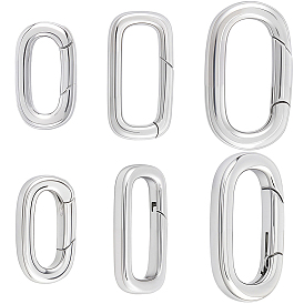 6 шт. 3 стили пружинных затворных колец из нержавеющей стали, прямоугольные
