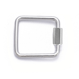 304 Брелоки карабин винтовые с замком из нержавеющей стали, для изготовления ожерелий, квадратный