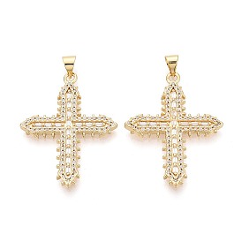 Религиозные латунные подвески с микропаве из прозрачного кубического циркония, крест прелести