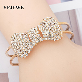 Sparkling Double Geometric Bracelet with Shiny Rhinestones and Spring Clasp - Elegant Hand Chain for Women (B051)