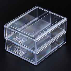 Conteneurs de stockage de perles en plastique polystyrène à double couche, avec 2 compartiments boîtes de rangement, tiroir rectangulaire
