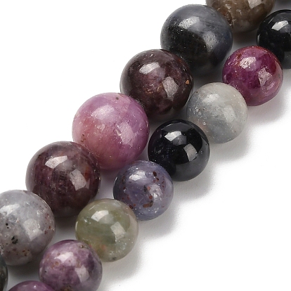 Натуральный красный корунд / рубиновый и сапфировый бисер, круглые