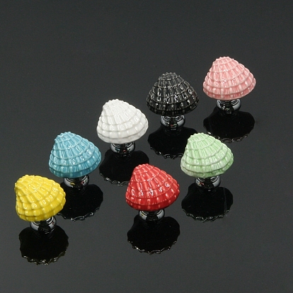 Ceramic Drawer Knob, with Alloy Findings and Screws, Cabinet Pulls Handles for Drawer, Doorknob Accessories, Shell Shape