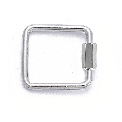 304 Брелоки карабин винтовые с замком из нержавеющей стали, для изготовления ожерелий, квадратный