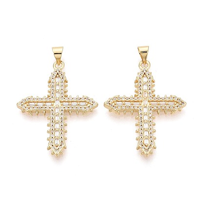 Религиозные латунные подвески с микропаве из прозрачного кубического циркония, крест прелести