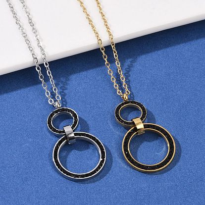 304 двойные кольца из нержавеющей стали с блестками и стразами, подвески, ионное покрытие (ip)