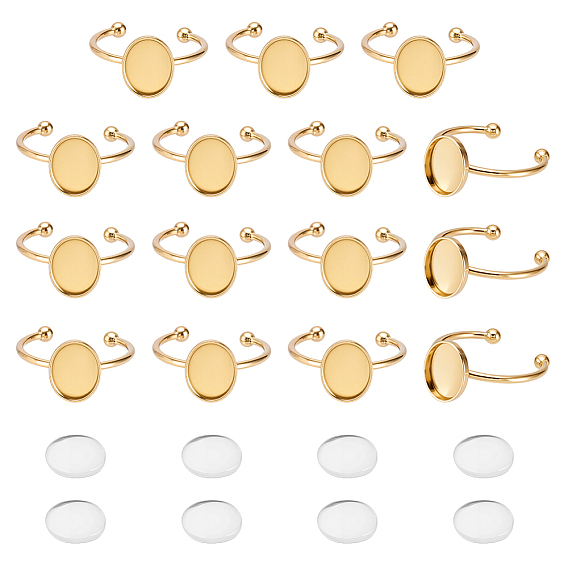 Наборы для самостоятельного изготовления овальных колец-манжет, в том числе 304 кольцо из нержавеющей стали, Кабошоны из стекла