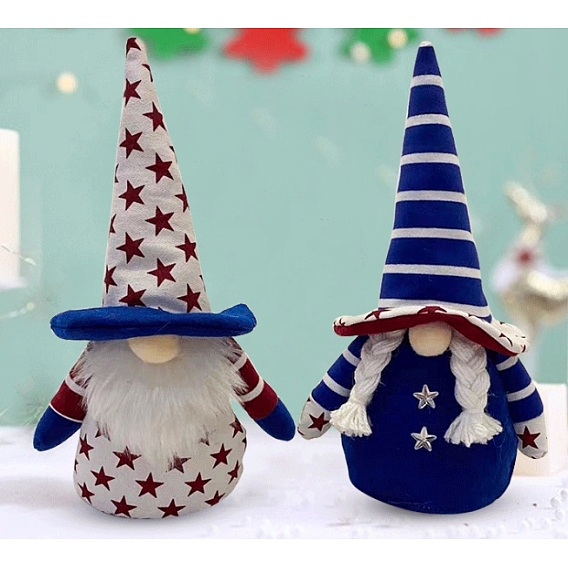 Decoraciones de exhibición de tela, adornos navideños de gnomos