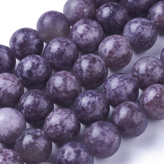 Natural Lepidolite/Purple Mica Stone Beads Strands, Round