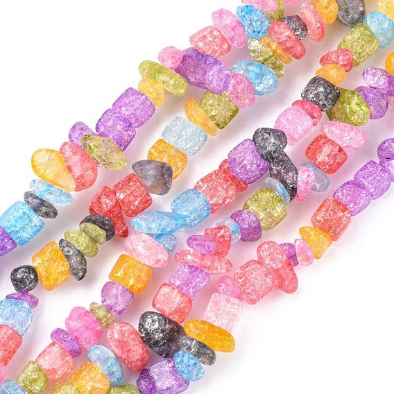 Synthetic Crackle Quartz Chips Beads Strands, 5~8x5~8mm, Hole: 1mm, about 32 inch