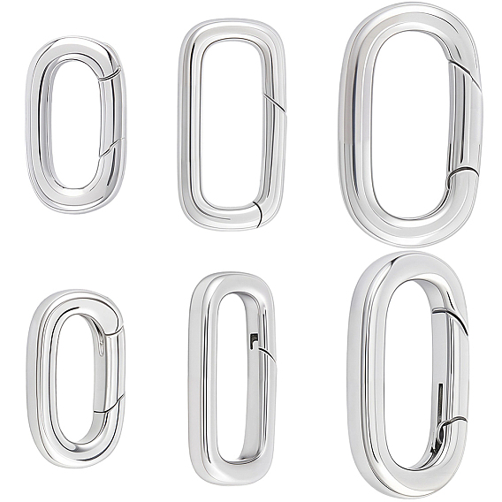 6 шт. 3 стили пружинных затворных колец из нержавеющей стали, прямоугольные