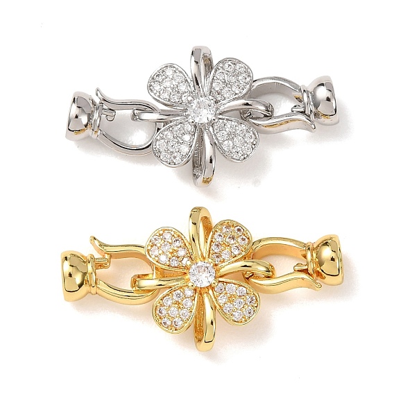Латунное микропейв, прозрачный кубический цирконий, складные застежки, без кадмия и без свинца, стойки покрытие, долговечный, цветок