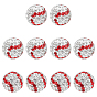 10pcs perles de strass en argile polymère faites à la main, Couleur de deux tons, perles de boule pave disco , ronde