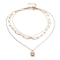 Двухслойные ожерелья и наборы цепочек, с латунными подвесками из кубического циркония и бусинами из латуни