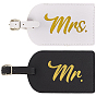 2Pcs 2 Colors PU Leather & Iron Luggage Tag, Travel ID Labels, Suitcase Name Tags, Rectangle
