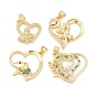 Латунные микро проложить кубического циркония подвески, сердце, без свинца и без кадмия, долговечный, стойки покрытие