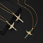 Mary and Jesus Necklace with Angel Wings Pendant, Cubic Zirconia Inlaid Gold Plated Collarbone Chain for Women