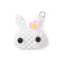 Подвески в виде кроликов из стеклянного бисера, с круглой бусиной из окрашенного в массе стекла и 304 соединительным кольцом из нержавеющей стали