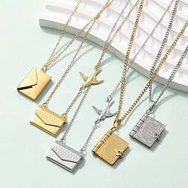 304 ожерелья из нержавеющей стали в форме книги-конверта для женщин