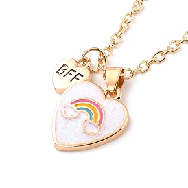 Ожерелья с подвесками из сплава BFF/Best Friends Forever, эмалевое ожерелье с блестками в форме сердца и радуги, золотые