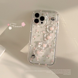 3D Blue Flower Wrist Phone Chain TPU Plastic Mobile Phone Cover, Fit for iphone 13 Promax/13 Pro/13/14 Promax/14/14 Pro/14 Plus/15 Promax/15/15 Pro/15 Plus