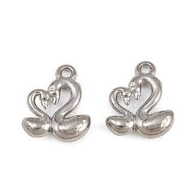 304 Stainless Steel Charms, Double Swan Charms