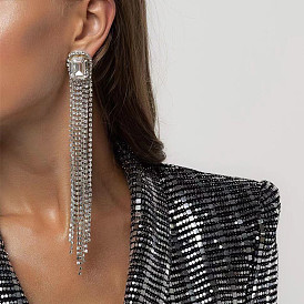 Sparkling Geometric Earrings with Rhinestones for Women's Evening Party Jewelry