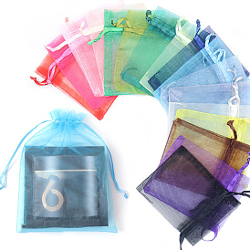 Organza Gift Drawstring Bags, Jewelry Pouches, Wedding Party Christmas Favor Gift Bags, Rectangle