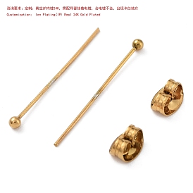 304 Stainless Steel Ball Head Pins, with Ear Nuts, Ion Plating(IP)