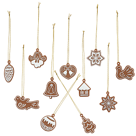 GORGECRAFT Christmas Theme Plastic Pendant Decorations, with Rope, Mixed Shapes