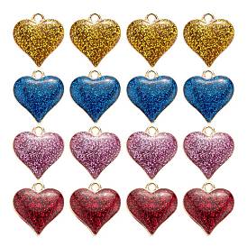 Alloy Enamel Pendants, Heart, Light Gold