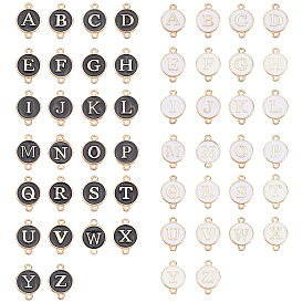 52 шт. 2 цвета сплав эмаль буквы звенья соединительные подвески, плоско-круглые, золотые