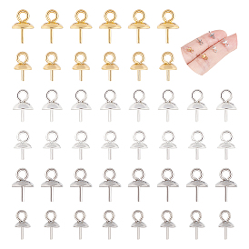 120 шт. 6 стиль 201 и 304 нержавеющая сталь чашка жемчужные штифты скобы булавки подвески, за половину пробурено бисера