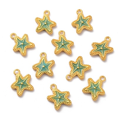 Alloy Enamel Pendants, Matte Gold Color, Starfish